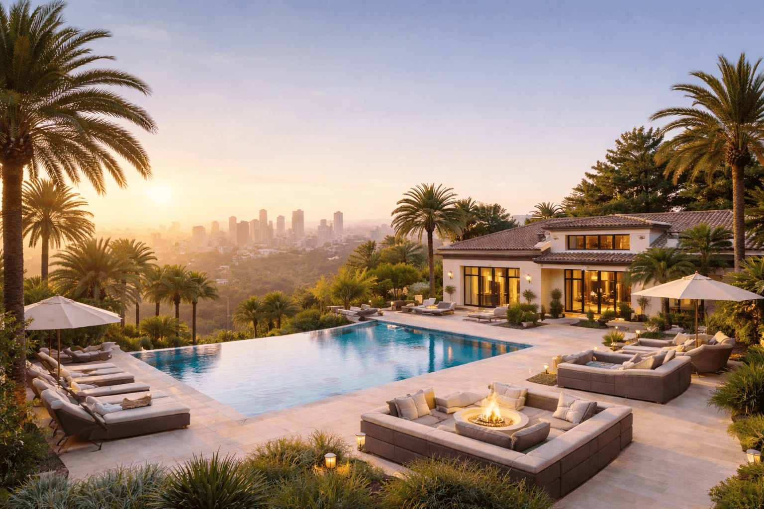 Luxury estate with infinity pool overlooking the Los Angeles hills